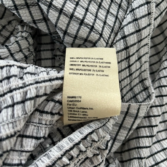 Maeve Crinkle Gingham Smocked Top Black and White Ruffled Blouse Size XS - Picture 5 of 8